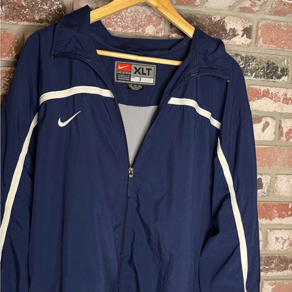 Nike × Vintage Gray Tag Nike Track Jacket Navy Striped WindBreaker Full Zip